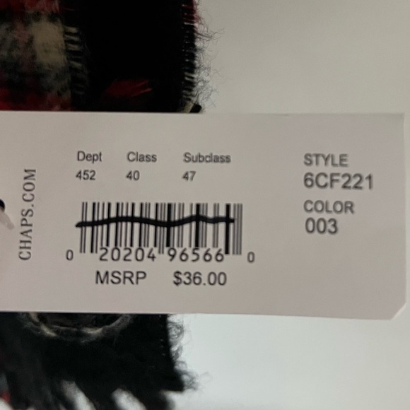 Chaps NEW Womens Plaid Flannel Fleece Fringe Scarf - Picture 6 of 6
